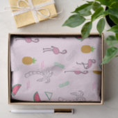 Pink Watercolor Sommer Flamingo Muster Seidenpapier (Geschenk)