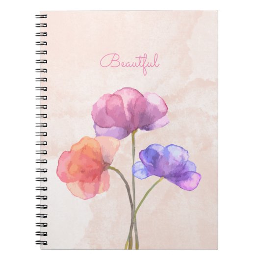 Pink Watercolor Spiral Foto Notebook (80 Seiten) Notizblock (Vorderseite)