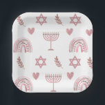 Pink Watercolor Star von David Hanukkah Pappteller<br><div class="desc">Diese Pink Watercolor Star von David Paper Tellers besticht durch ein Herz,  Regenbogen und Star of David.</div>