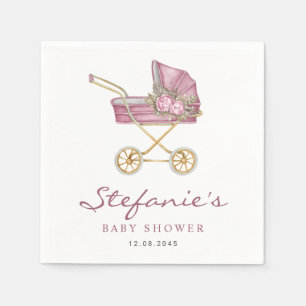 Pink Watercolor Stroller Es ist eine Girl Baby Dus Serviette