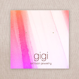 Pink Watercolor Stud Earring Juwelier Display Quadratische Visitenkarte