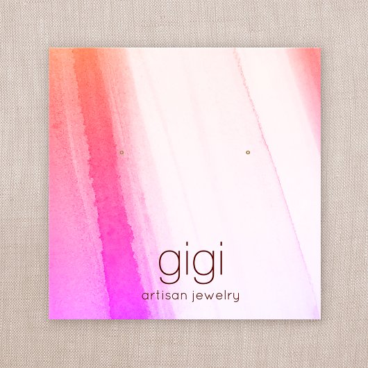 Pink Watercolor Stud Earring Juwelier Display Quadratische Visitenkarte