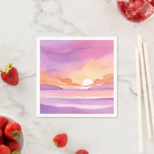 Pink Watercolor Sunset | Beautiful Ocean Sky Serviette (Beispiel)