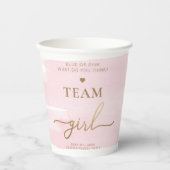 Pink Watercolor Team Girl Gender Reveal Party Pappbecher (Vorderseite)