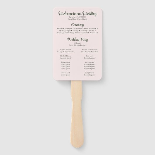 Pink Watercolor Tropical Flamingo Wedding Programm Fächer (Rückseite)