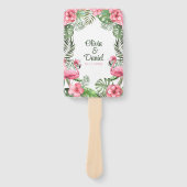 Pink Watercolor Tropical Flamingo Wedding Programm Fächer (Vorderseite)