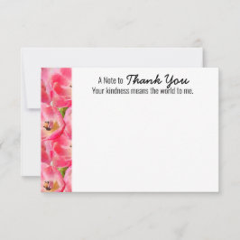 Pink Watercolor Tulip Danke für die Flachkarte