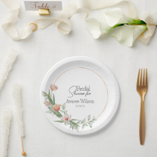 Pink Watercolor Tulips Brautparty Pappteller