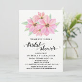 Pink Watercolor Tulips Bridal Dusche Einladung (Stehend Vorderseite)