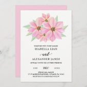 Pink Watercolor Tulips Hochzeit Einladung (Vorne/Hinten)
