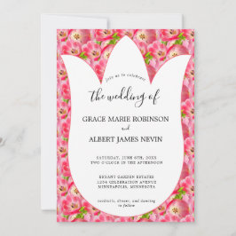 Pink Watercolor Tulips Hochzeit Einladung