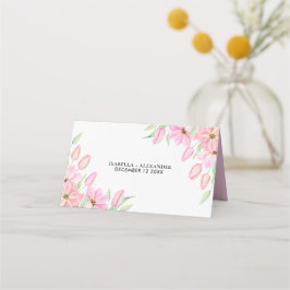 Pink Watercolor Tulips Hochzeit Platzkarte