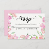 Pink Watercolor Tulips Hochzeit RSVP Karte (Vorne/Hinten)