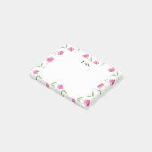 Pink Watercolor Tulips Muster Personalisiert Post-it Klebezettel (angewinkelt)