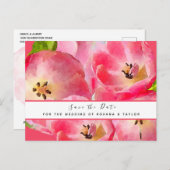Pink Watercolor Tulips Save the Date Postkarte (Vorne/Hinten)