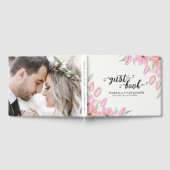 Pink Watercolor Tulips Wedding Gästebuch (Voll)