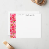 Pink Watercolor Tulips Whimsikkarte Mitteilungskarte (Vorderseite/Rückseite Beispiel)