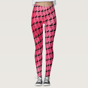 Pink Watercolor und Black Flamingo Leggings