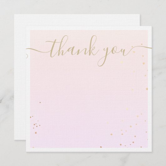 Pink Watercolor Unterschrift Script Thank You Mitteilungskarte (Vorne/Hinten)