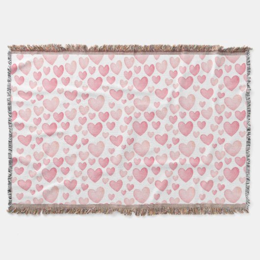 Pink Watercolor Valentine Hearts Decke (Vorderseite)
