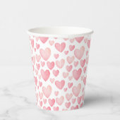 Pink Watercolor Valentine Hearts Pattern Pappbecher (Rechts)