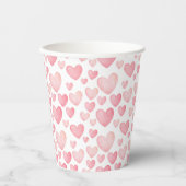 Pink Watercolor Valentine Hearts Pattern Pappbecher (Vorderseite)