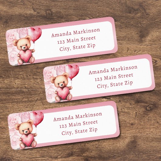 Pink Watercolor Valentine Teddy Bear Baby Shower
