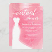 Pink Watercolor Virtual Brautparty Einladung (Vorne/Hinten)