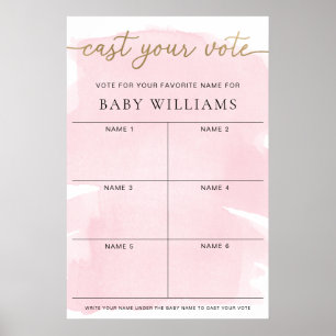 Pink Watercolor Wählen Sie Ihren Babynamen Poster