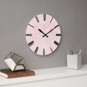 Pink Watercolor Wall Clock Große Wanduhr
