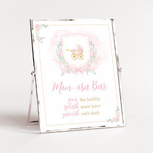Pink Watercolor Wappen Baby Dusche Mama Osa Bar Poster