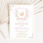 Pink Watercolor Wappen Babydusche Einladung
