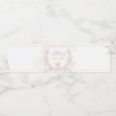 Pink Watercolor Wappen Babydusche Wasserflaschenetikett (Einzelnes Label)