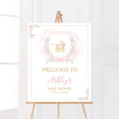 Pink Watercolor Wappen Kinderdusche Willkommen Poster