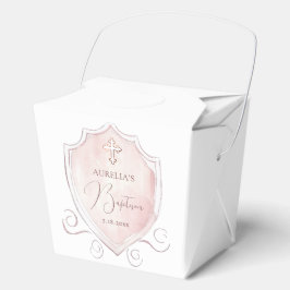 Pink Watercolor Wappen Taufe Aussteigen Geschenkschachtel