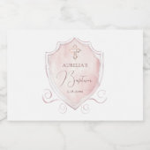 Pink Watercolor Wappen Taufe Schaumweinetikett (Einzelnes Label)