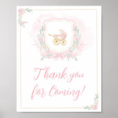 Pink Watercolor Wappen Vielen Dank für Ihr Kommen Poster (Vorne)