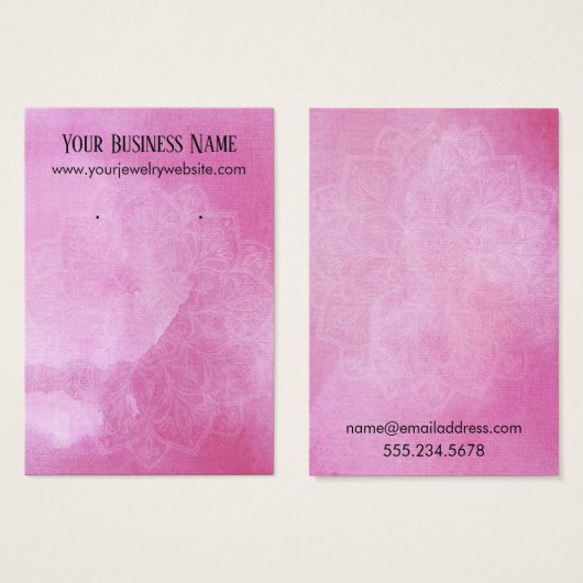 Pink Watercolor Wash Mandala Ohrring-Karten (Vorne & Hinten)