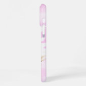 Pink Watercolor Wash Personalized Photo with Name iPhone Hülle (Linke Seite)