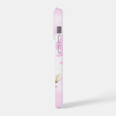 Pink Watercolor Wash Personalized Photo with Name iPhone Hülle (Linke Seite)