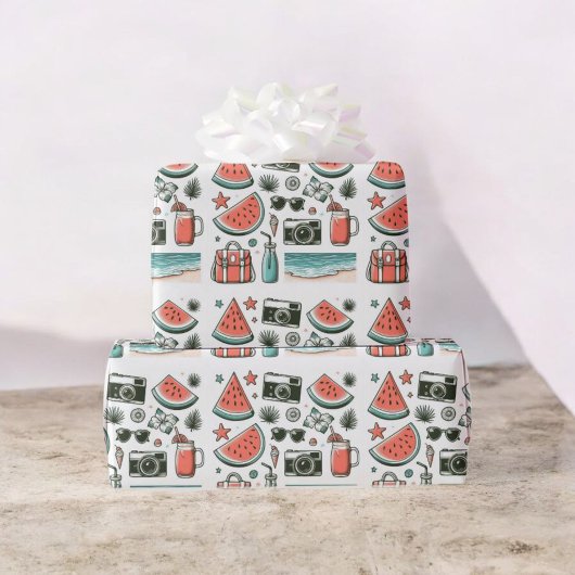 Pink Watercolor Wassermelone Sommerfrische Frucht Geschenkpapier