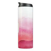 Pink Watercolor Waves Monogram Tumbler Thermosbecher (Nach rechts gedreht)