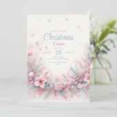 Pink Watercolor Weihnachts-Abendessen Einladung (Stehend Vorderseite)