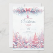 Pink Watercolor Weihnachts-Abendessen Einladung (Vorderseite)