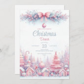 Pink Watercolor Weihnachts-Abendessen Einladung (Vorne/Hinten)