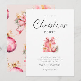 Pink Watercolor Weihnachts-Party Einladung