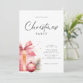 Pink Watercolor Weihnachts-Party Einladung (Stehend Vorderseite)