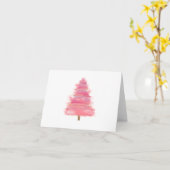 Pink Watercolor Weihnachtsbaum Karte (Gelbe Blume)