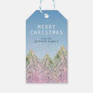 Pink Watercolor Weihnachtsbaum Kunst Geschenkanhänger