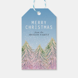 Pink Watercolor Weihnachtsbaum Künstlerisch Geschenkanhänger